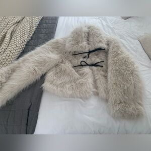 Altar'd State Cream Faux Fur Jacket